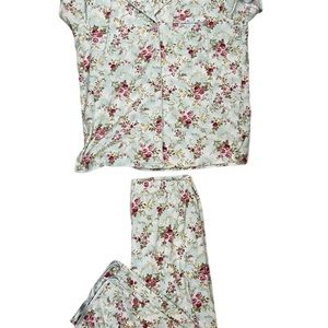 Charter Club Ladies Pajama set size S 60% cotton Blue floral great condition